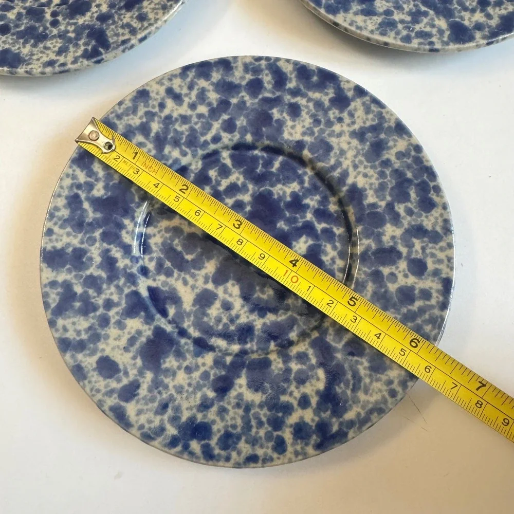 Bennington Potters Blue Agate Spatterware Saucers 1627 Morning Glory Set of 3